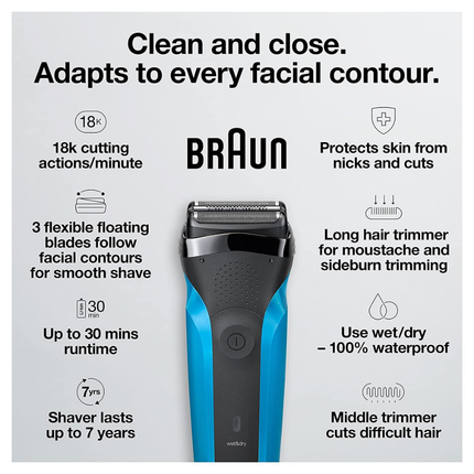Braun Series 3 Wet & Dry Rechargeable Electric Shaver 310s