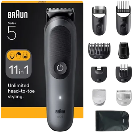Braun Multi Grooming Kit All-in-One Series 5 11-in-1 SkinGuard 120 Mins Dark Grey AIO5560