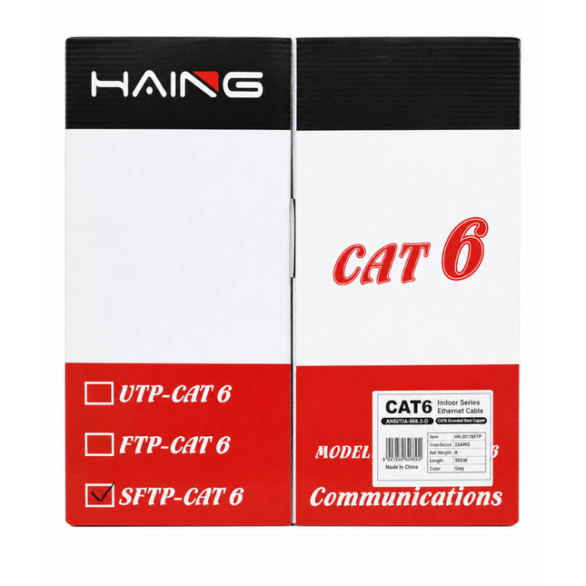HAING SFTP Indoor CAT6 Ethernet Cable 305M Gray HI-3010-SFTP
