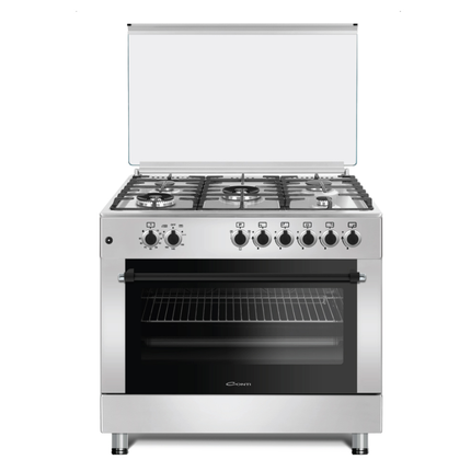 CONTI 90cm 5 Burner Gas Cooker Cast Iron Sabaf Dual Wok Burner Stainless Steel