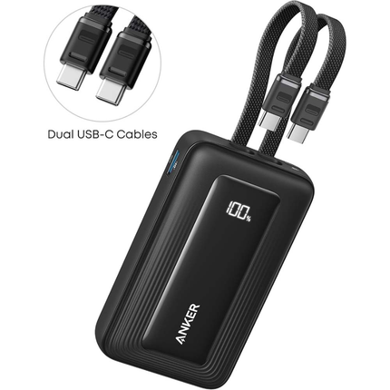 بنك الطاقة أنكر 10,000mAh بكابلات USB-C مدمجة 35W