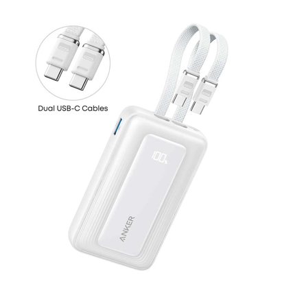 بنك الطاقة أنكر 10,000mAh بكابلات USB-C مدمجة 35W