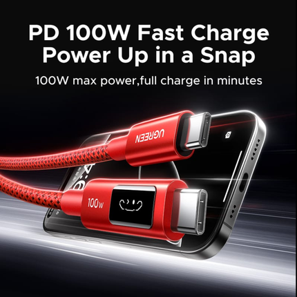 كابل يوجرين USB-C بقوة 100W للشحن السريع