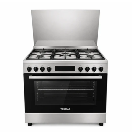 Tekmaz NAS-NHS90 Stainless Steel Gas Cooker 90x60 cm with Air Fryer Trays & Timer