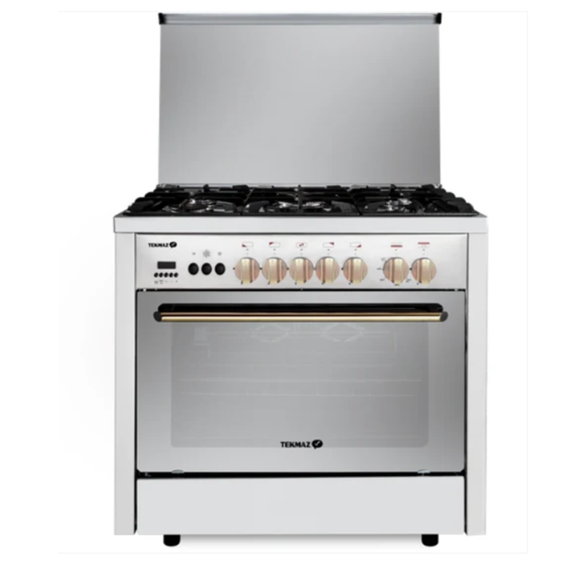 Tekmaz Gas Cooker 90cm 5 Burners – Stainless Steel