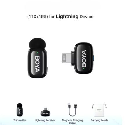 مايكروفون لاسلكي بويا ميني 2-07 للآيفون BOYA Mini 2-07 Wireless Lavalier Microphone for iPhone