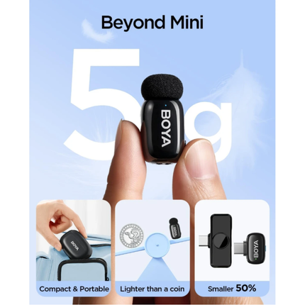 BOYA Mini 2-04 Wireless Lavalier Microphone USB-C 2TX Black