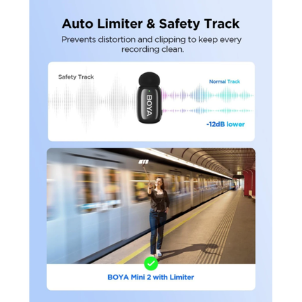 BOYA Mini 2-04 Wireless Lavalier Microphone USB-C 2TX Black