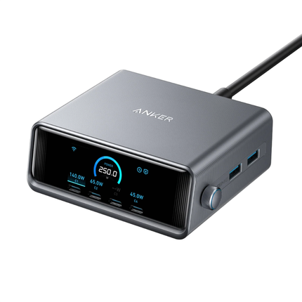شاحن مكتبي أنكر برايم 250 واط GaN بـ 6 منافذ النسخة العالمية Anker Prime A2345641 