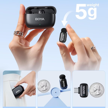 مايكروفون بويا ميني 2-01 لاسلكي بمستقبلين USB-C و Lightning ومُرسلين BOYA Mini 2-01