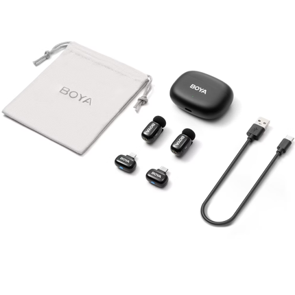 مايكروفون بويا ميني 2-01 لاسلكي بمستقبلين USB-C و Lightning ومُرسلين BOYA Mini 2-01