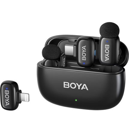 مايكروفون بويا ميني 2-01 لاسلكي بمستقبلين USB-C و Lightning ومُرسلين BOYA Mini 2-01