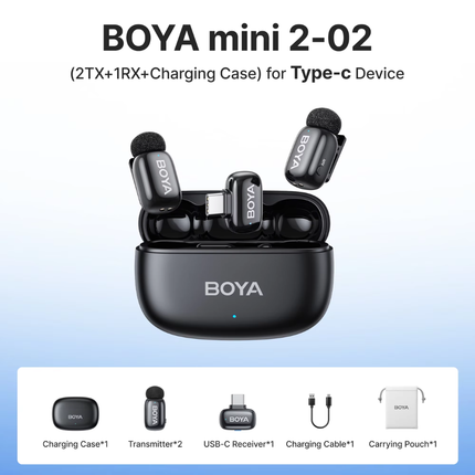 مايكروفون بويا ميني 2-02 لاسلكي ثنائي القناة يو اس بي سي BOYA Mini 2-02 Wireless Microphone