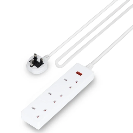 Geepas 2-Gang Power Extension Lead 2990W 2m Cable GES58135