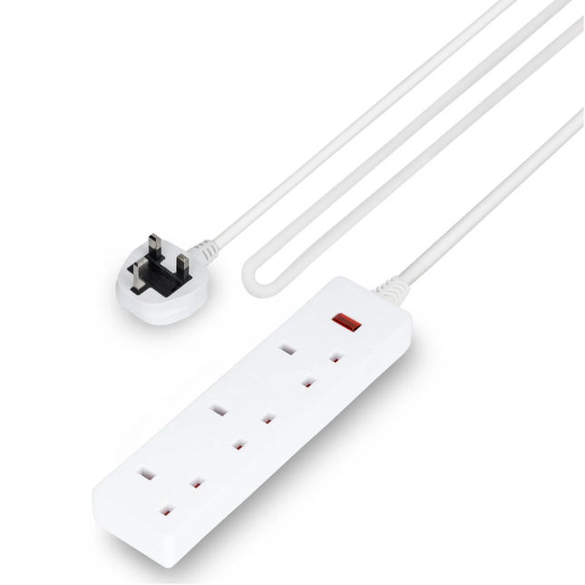 Geepas 3-Gang Power Extension Lead 2990W 5m Cable GES58141