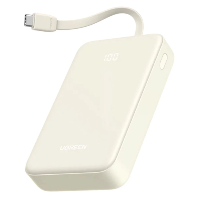 باور بانك يوجرين 20,000 مللي أمبير بقوة شحن 30 واط - مزود بكابل USB-C مدمج وشاشة رقمية ذكية