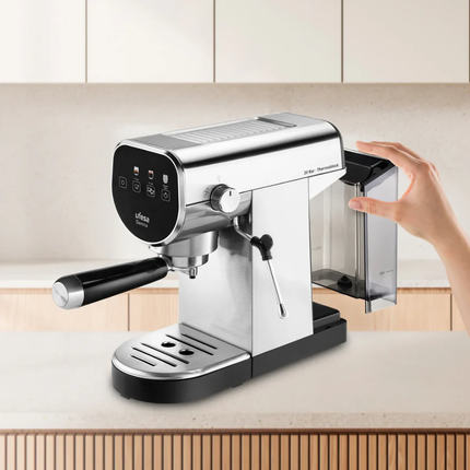 Ufesa Sienna Espresso Machine - 20 Bar Pressure Pump, Thermoblock Heating System, Milk Steam Wand & Digital Touch Control