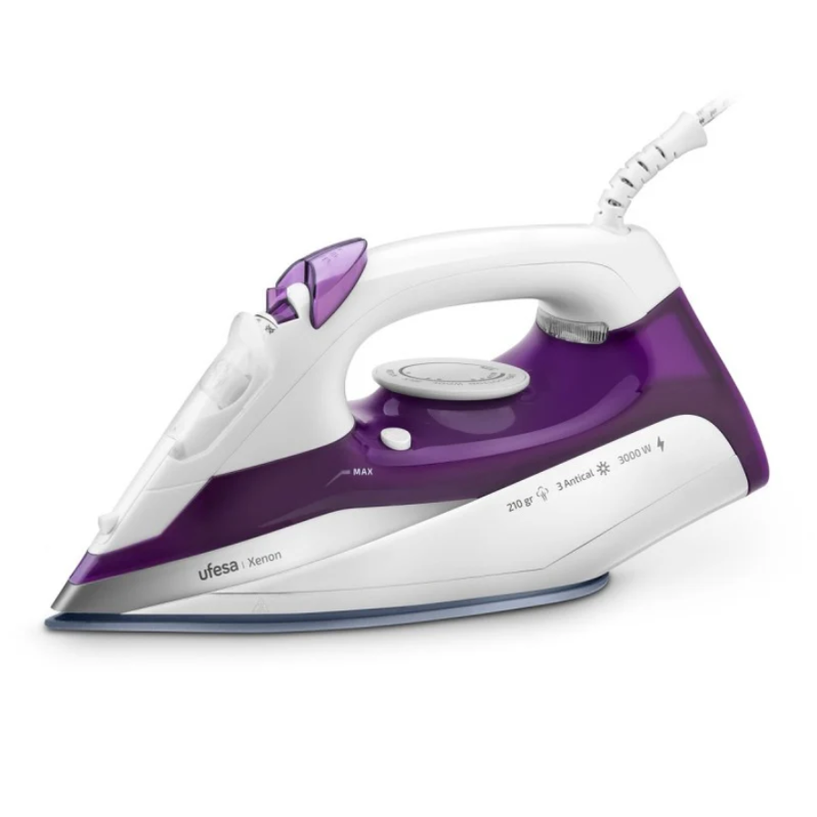 Ufesa Xenon Steam Iron - 3000W High Power, Techno Ceramic Soleplate, 200g Steam Boost & Anti-Calc System
