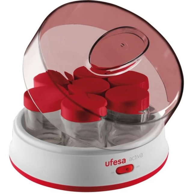 Ufesa YG3000 Yoghurt Maker - 20W Power, Includes 7 Glass Jars with Lids, 1.4L Total Capacity