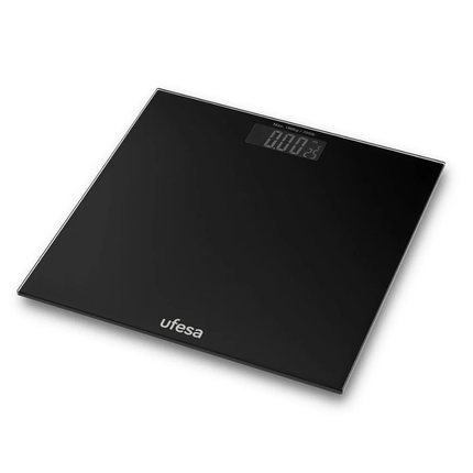 Ufesa Zurich Digital Bathroom Scale - High Precision Sensors, LCD Display, Room Temperature Monitor & Tempered Glass Surface