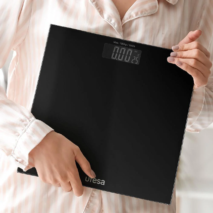 Ufesa Zurich Digital Bathroom Scale - High Precision Sensors, LCD Display, Room Temperature Monitor & Tempered Glass Surface