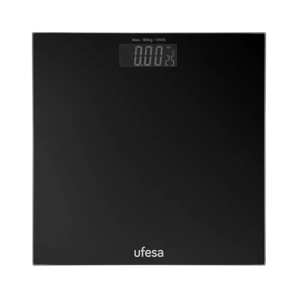 Ufesa Zurich Digital Bathroom Scale - High Precision Sensors, LCD Display, Room Temperature Monitor & Tempered Glass Surface