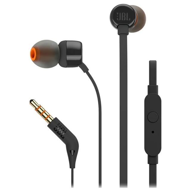 JBL TUNE110 - سماعات داخل الأذن بصوت جهير نقي من JBL، أسود