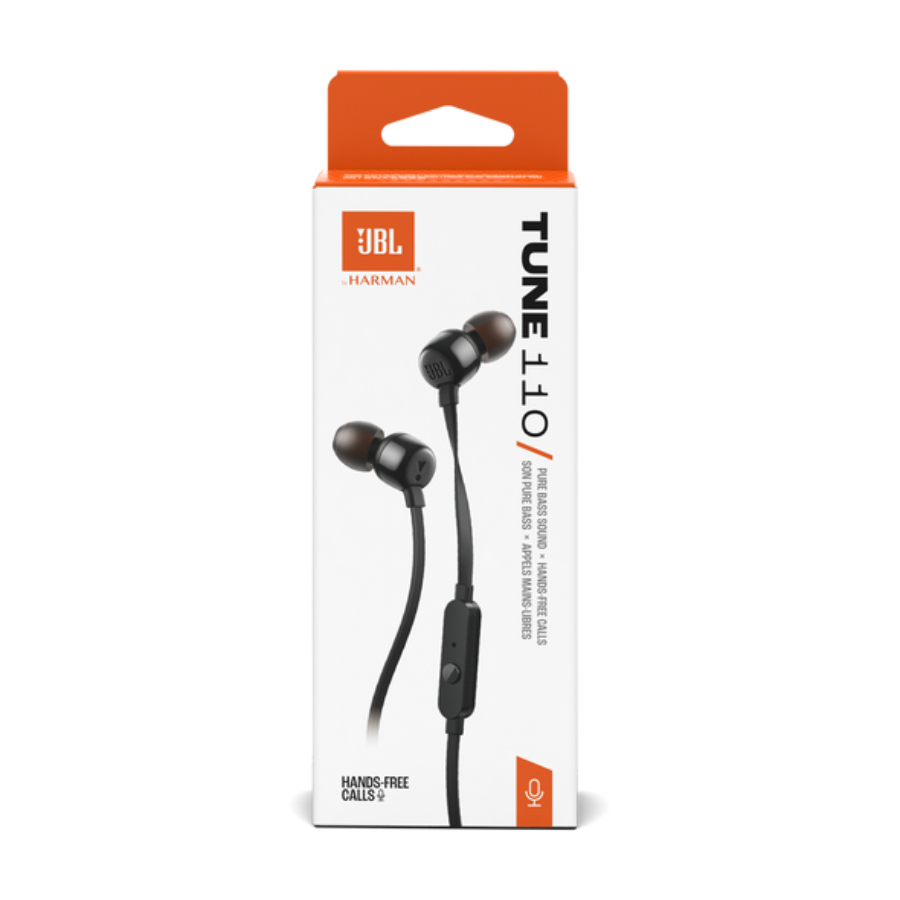 JBL TUNE110 - سماعات داخل الأذن بصوت جهير نقي من JBL، أسود