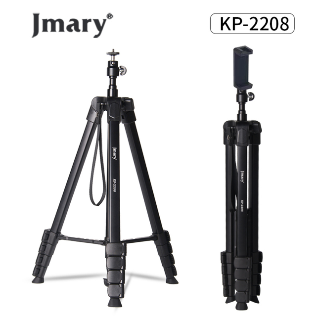 حامل ترايبود جيماري (Jmary) موديل KP-2208 - ارتفاع 1.83 متر، هيكل ألومنيوم فائق المتانة، مع حامل موبايل وحقيبة حمل للكاميرات والموبايل