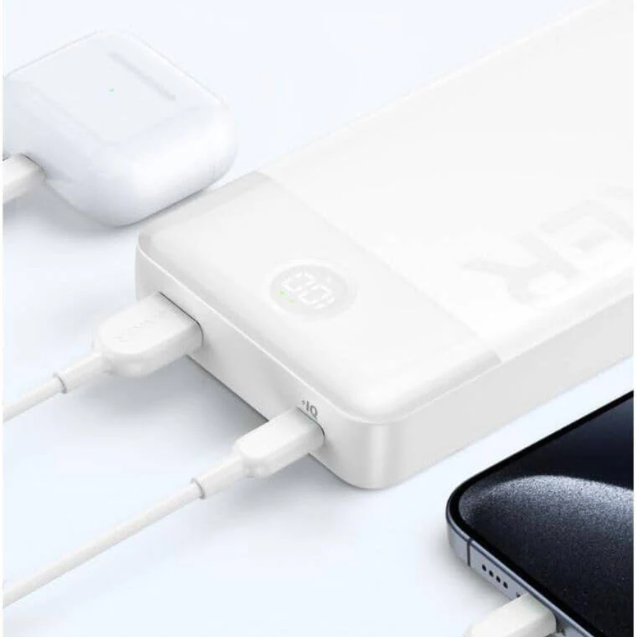 Anker 15W Power Bank 20,000mAh Portable Charger - Dual Port Charging with Real-Time Digital Battery Display - White Anker 15W Power Bank 20,000mAh Portable Charger - Dual Port Charging with Real-Time Digital Battery Display - White