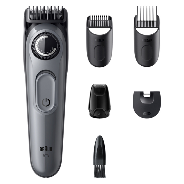 ماكينة تشذيب اللحية وتصفيفها براون الفئة الثالثة (Braun Beard Trimmer BT3560) مع عجلة تحكم دقيقة و39 إعداداً للطول - مع شفرة حلاقة جيليت