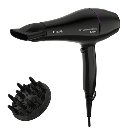 Philips DryCare Pro Hair Dryer - 2200W, AC Motor, Fast Drying, Ionic Conditioning, & Multiple Settings - BHD272/03