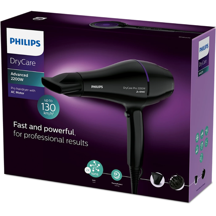 Philips DryCare Pro Hair Dryer - 2200W, AC Motor, Fast Drying, Ionic Conditioning, & Multiple Settings - BHD272/03