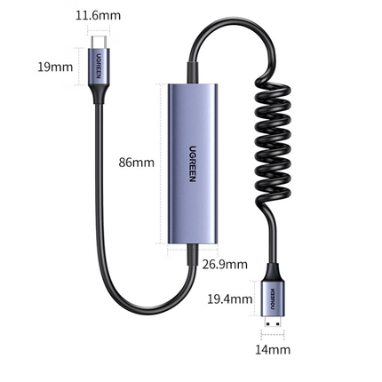 بطاقة صوت USB خارجية Ugreen DB201 - أسود مات
