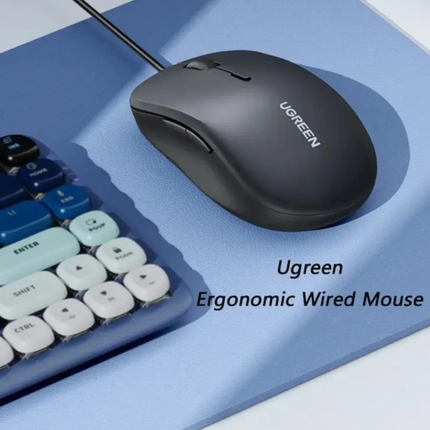 Ugreen MU002 Wired Silent Mouse Black - Ergonomic Design