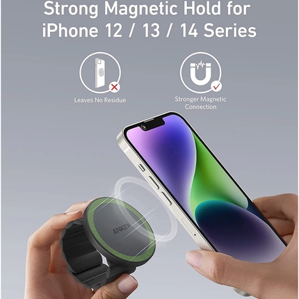 Anker 620 MagGo Phone Grip - Magnetic Phone Holder with Multi-Surface Attachment for iPhone