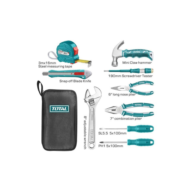 Total THKTHP90096 | 9pcs Hand Tools Set – Compact Home Repair Kit