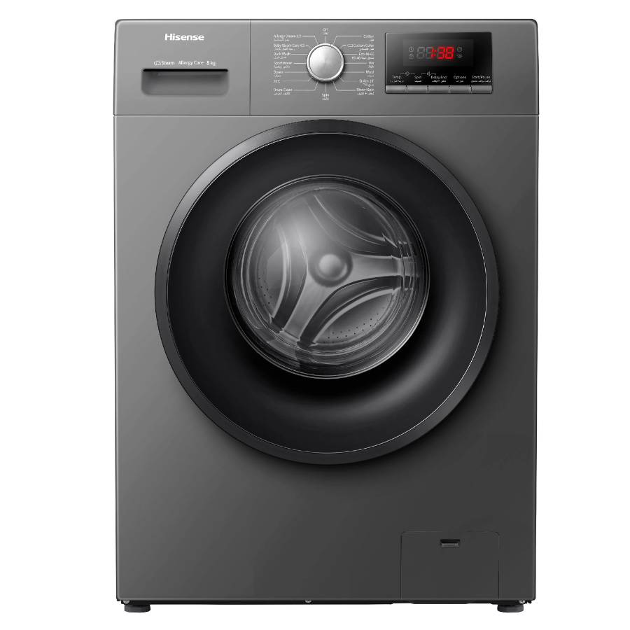 غسالة هايسنس تحميل أمامي (Hisense WFQP7012JTP) - سعة 7 كجم، 1200 دورة مع محرك إنفيرتر BLDC وتقنيات الغسيل بالبخار