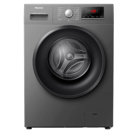 غسالة هايسنس تحميل أمامي (Hisense WFQP8012JT-S) - سعة 8 كجم، لون فضي، 1200 دورة مع محرك إنفيرتر وتقنية البخار