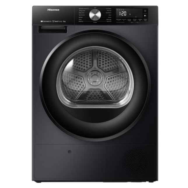 نشافة هايسنس بمضخة حرارية (Hisense DH3S902BT) - سعة 9 كجم، لون تيتانيوم مع تقنية تجفيف ذكي وتصنيف طاقة فائق الكفاءة