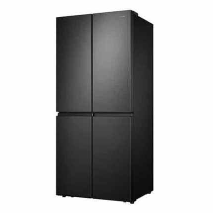 ثلاجة هايسنس 4 أبواب (Hisense Cross Door) - سعة 583 لتر، لون أسود مع تقنية Triple Zone وTotal No Frost ومحرك إنفيرتر ذكي