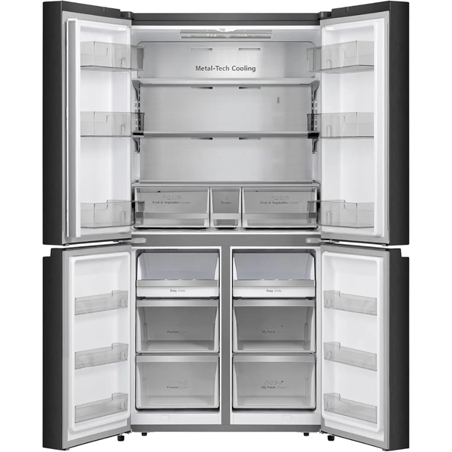 ثلاجة هايسنس 4 أبواب (Hisense Cross Door) - سعة 583 لتر، لون أسود مع تقنية Triple Zone وTotal No Frost ومحرك إنفيرتر ذكي ثلاجة هايسنس 4 أبواب (Hisense Cross Door) - سعة 583 لتر، لون أسود مع تقنية Triple Zone وTotal No Frost ومحرك إنفيرتر ذكي