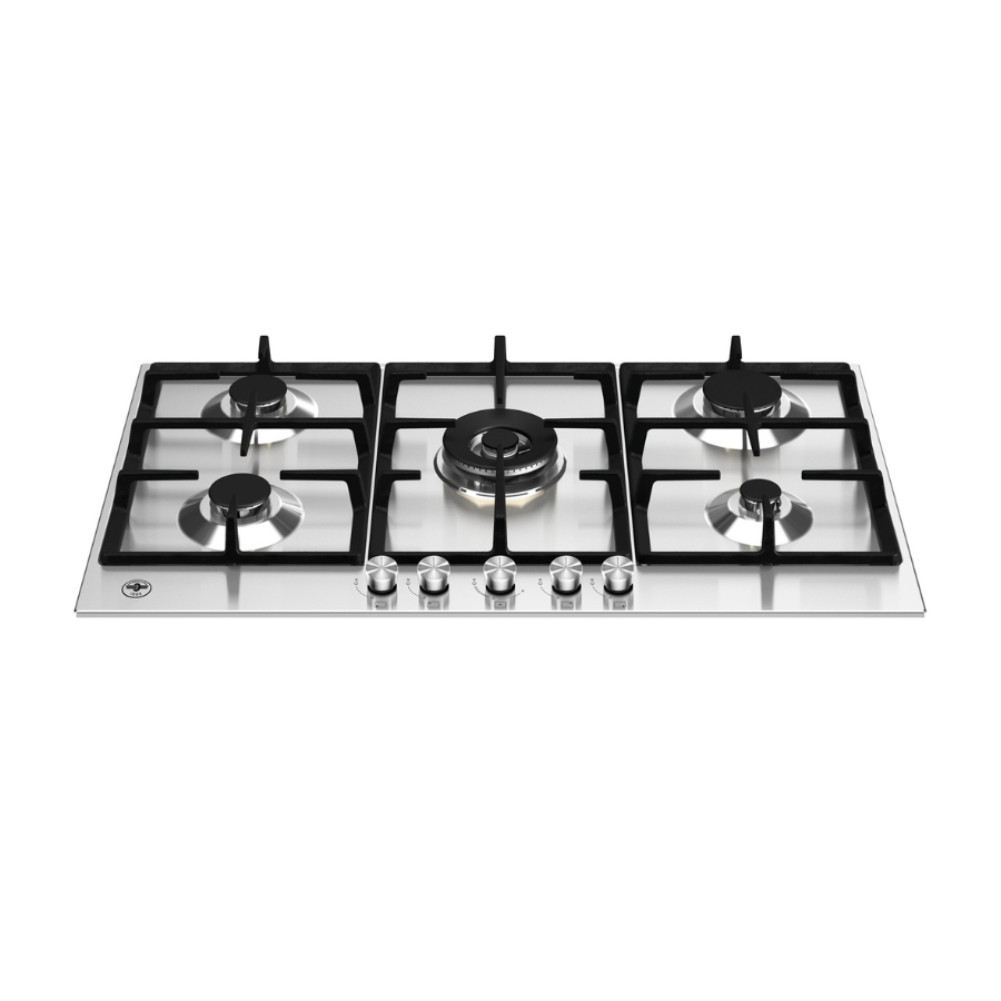 مسطح غاز لاجيرمانيا مدمج (Built-in) مقاس 90 سم - 5 شعلات مع شعلة Dual Wok مزدوجة ومناصب حديد سكب