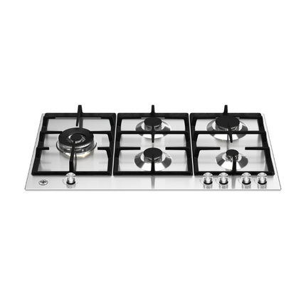 مسطح غاز لاجيرمانيا مدمج (Built-in) مقاس 90 سم - 5 شعلات غاز، مناصب حديد سكب (Cast Iron) مع نظام أمان كامل وإشعال ذاتي