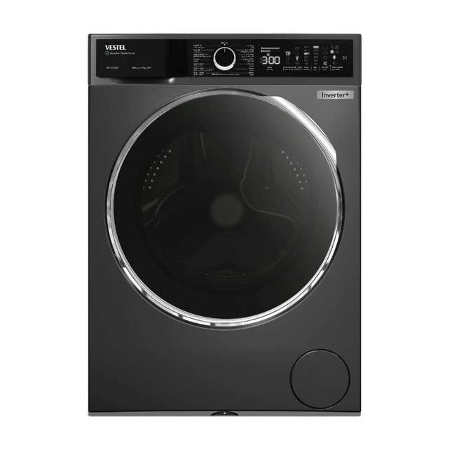 Vestel Washing Machine 12kg - 1400 RPM, Silver Finish, Advanced Digital Display with Smart Wash Programs & Inverter Motor