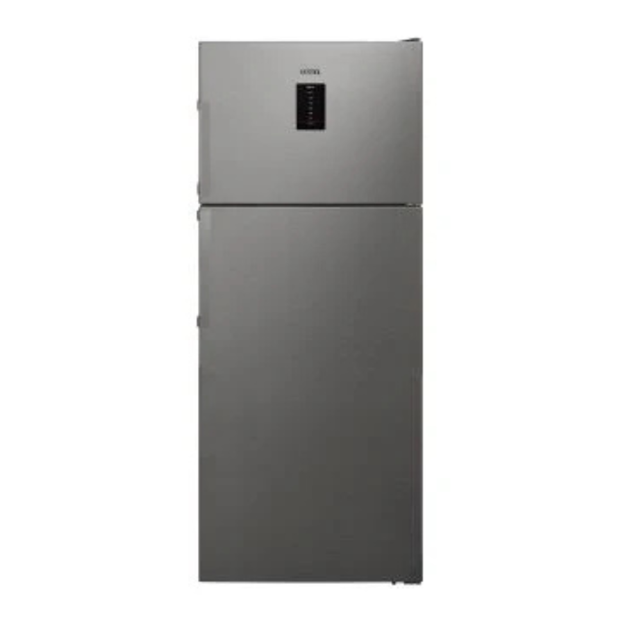 ثلاجة فيستل 510 لتر (Vestel) - فريزر علوي، لون فضي Inox، تقنية No Frost مع نظام التبريد المتعدد وتصميم عصري
