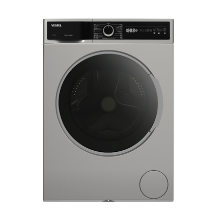 Vestel Washing Machine 8kg - 1200 RPM, Silver Finish, Digital Display with Smart Wash Programs & Fabric Care System