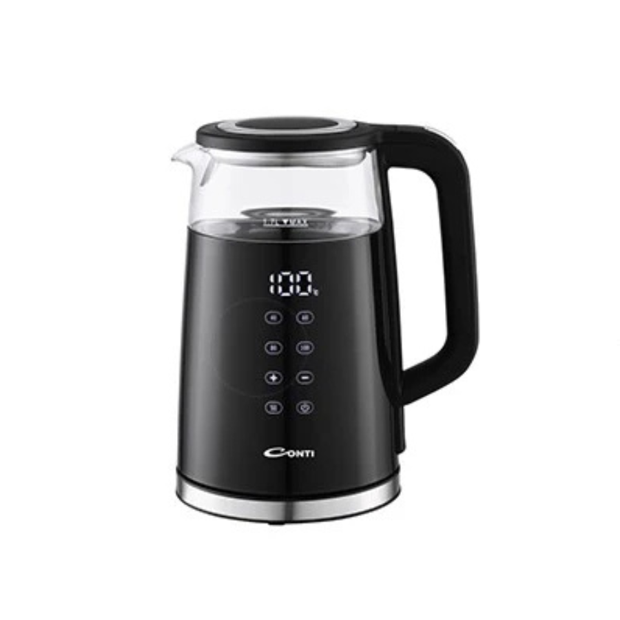 Conti Electric Kettle 1.7L - 2200W, Modern Black Finish, Auto Shut-Off, and 360° Swivel Base - CK-6004-TG Conti Electric Kettle 1.7L - 2200W, Modern Black Finish, Auto Shut-Off, and 360° Swivel Base - CK-6004-TG