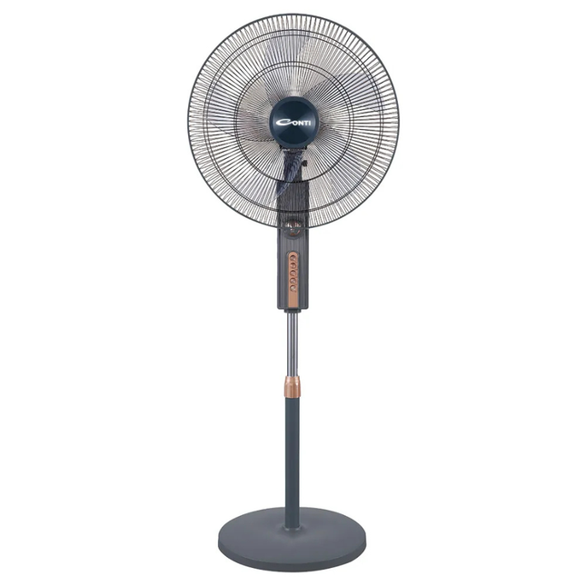 Conti Stand Fan 18-Inch - 7 Blades for Superior Airflow, 4 Speed Settings, Remote Control & Digital Display in Royal Black