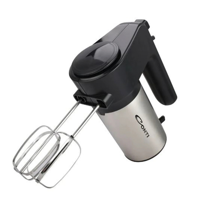 Conti Hand Mixer 300W - HM-30002-BS, Stainless Steel Finish, 5 Speed Settings with Turbo Function, Whisking & Kneading Attachments